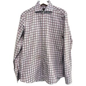 Boss - Hugo Boss Men's size 16 long sleeve button down shirt purple & blue